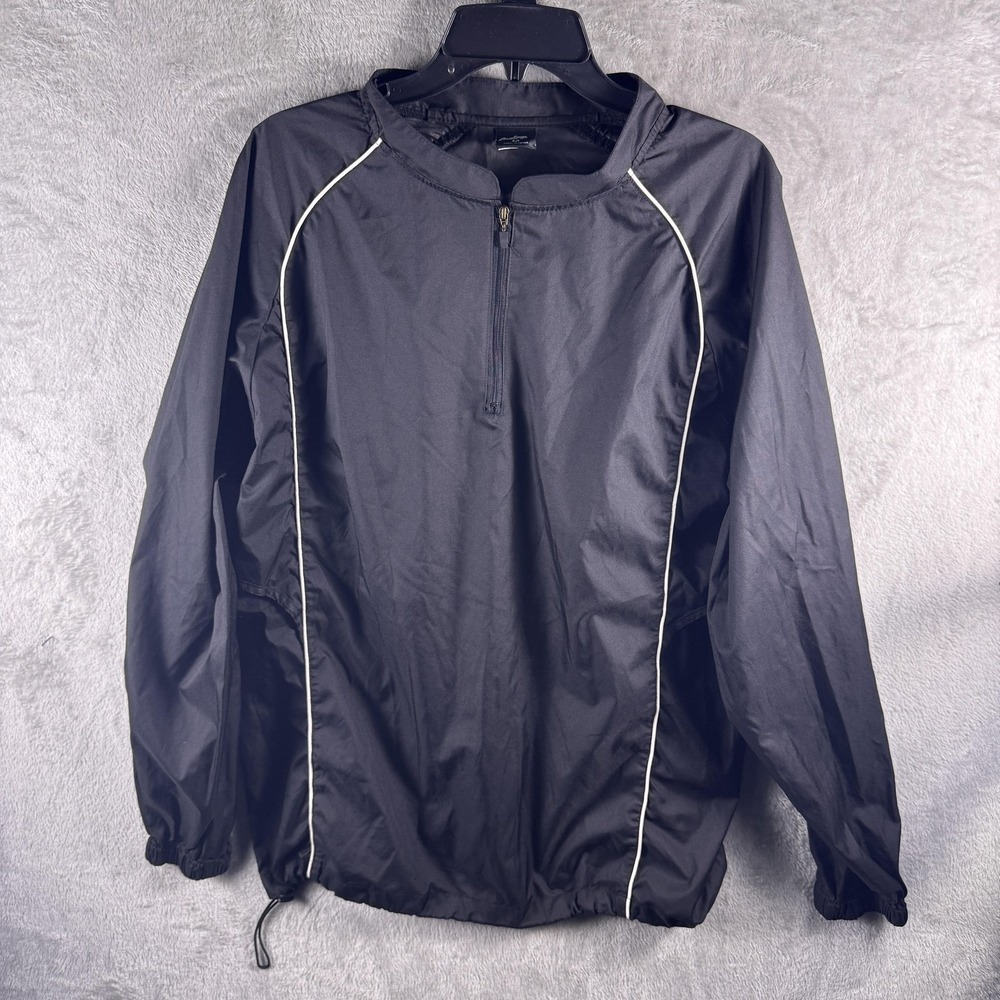 Rawlings Windbreaker Pullover Jacket Mens Medium Black 1/4 Zip Baseball Warmup